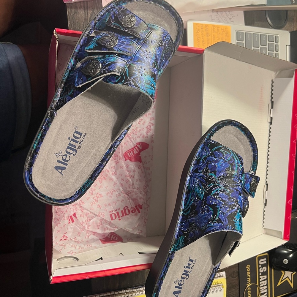 Alegria Jungle Book Sandals with Blue and Black Design - Picture 2 of 5